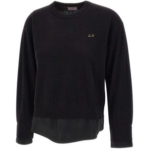 Sun68, Dames, Truien, Zwart, Maat: S Katoen,