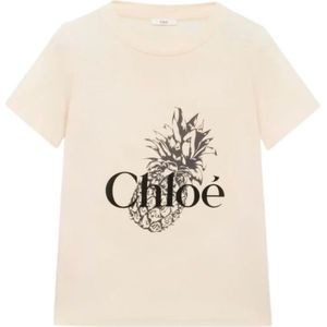 Chloé, Dames, Tops, Beige, Maat: M Katoen,