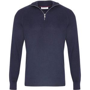 Brunello Cucinelli, Heren, Truien, Blauw, Maat: XL Katoen,