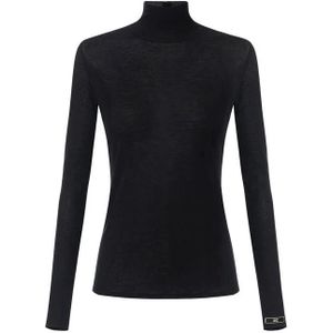 Elisabetta Franchi, Dames, Truien, Zwart, Maat: S Wol,