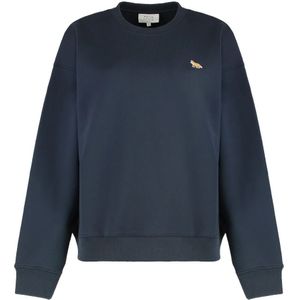 Maison Kitsuné, Dames, Sweatshirts & Hoodies, Blauw, Maat: L Katoen,
