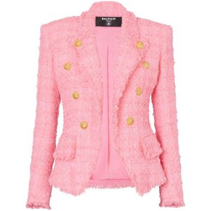 Balmain 8-knoops tweedjasje , Pink , Dames , Maat: XS