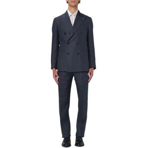 Lardini, Heren, Pakken, Blauw, Maat: 3XL Linnen,