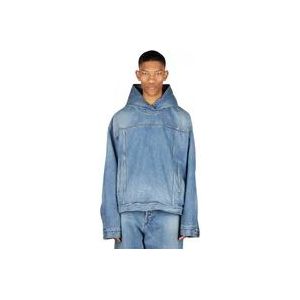 Balenciaga Denim Hoodie Jack , Blue , Heren , Maat: L