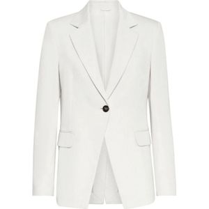 Brunello Cucinelli, Dames, Jassen, Wit, Maat: M Linnen,