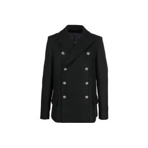 Balmain Coats , Black , Heren , Maat: 2XL