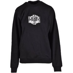 Diesel, Dames, Sweatshirts & Hoodies, Zwart, Maat: L Katoen,