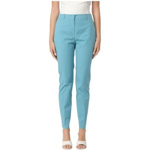 Max Mara Studio, Dames, Broeken, Blauw, Maat: XS Leer,