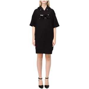 Hooded Sweatshirt Dress - Zwart - Shirtjurken