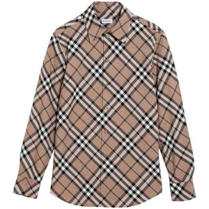Burberry, Dames, Blouses & Shirts, Bruin, Maat: 4XS Wol,