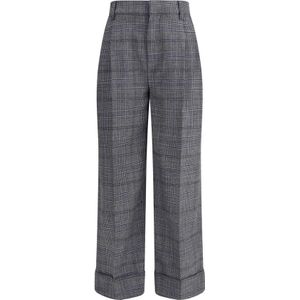 Brunello Cucinelli, Dames, Broeken, Grijs, Maat: 2XS Wol,