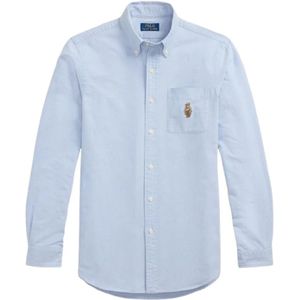 Polo Ralph Lauren, Heren, Overhemden, Blauw, Maat: L Leer,