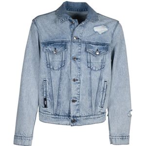 Msgm, Heren, Jassen, Blauw, Maat: M Denim,