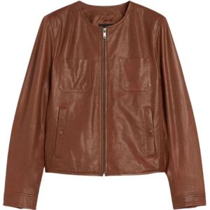 Max Mara, Dames, Jassen, Bruin, Maat: S Leer,