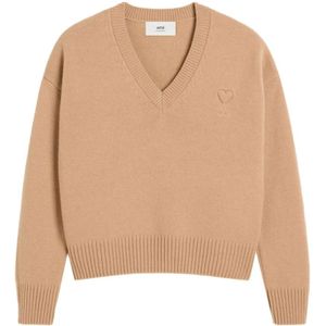 Ami Paris, Dames, Truien, Beige, Maat: L Wol,