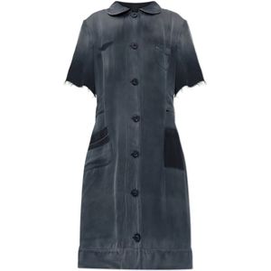 Maison Margiela, Dames, Jurken, Blauw, Maat: XS Leer,