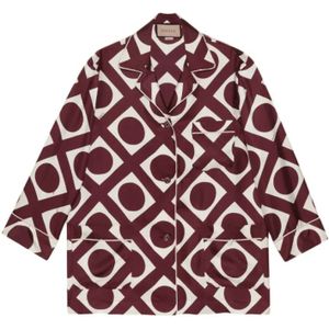 Gucci Overhemd met grafische print en contrasterende afwerking , Red , Dames , Maat: XS