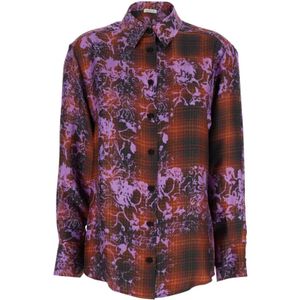 Mantero 1902, Dames, Blouses & Shirts, Veelkleurig, Maat: M Zijde,