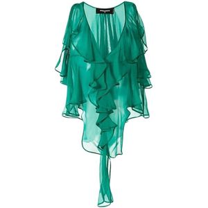 Dsquared2, Dames, Blouses & Shirts, Groen, Maat: XS Zijde,