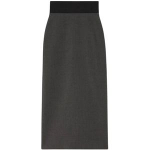 Sportmax, Dames, Rokken, Grijs, Maat: XS Wol,