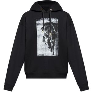 Versace, Heren, Sweatshirts & Hoodies, Zwart, Maat: L