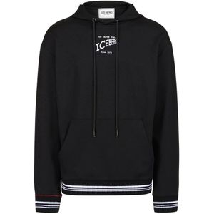 Iceberg, Heren, Sweatshirts & Hoodies, Zwart, Maat: M Katoen,