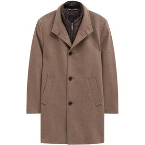 Bugatti - Jassen - Beige - Knoopsluiting - Opstaande Kraag