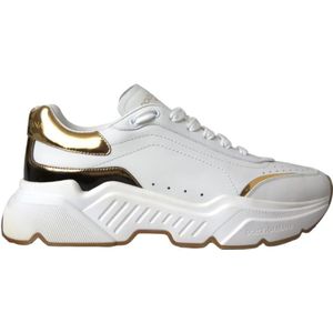 Dolce & Gabbana - Daymaster - Leren Sneakers - Wit - Gouden Detail