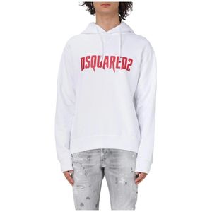 Dsquared2, Heren, Sweatshirts & Hoodies, Wit, Maat: XL Katoen,
