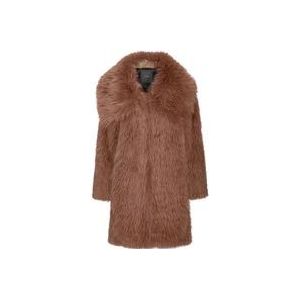 Pinko Faux Fur Caban Coat Bruin , Brown , Dames , Maat: S