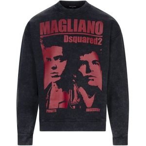 Dsquared2, Heren, Sweatshirts & Hoodies, Grijs, Maat: XL Katoen,