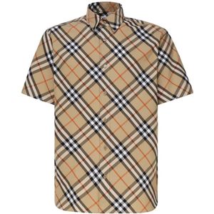 Burberry, Heren, Overhemden, Beige, Maat: S Katoen,
