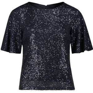 Pailletten Top - Effen - Zwart - Materiaalmix - Rugloos Ontwerp