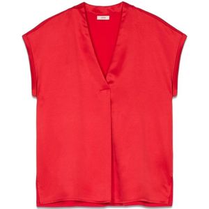 Oltre, Dames, Blouses & Shirts, Rood, Maat: S Katoen,