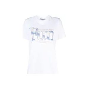 Ganni Grafische Print T-shirt , White , Dames , Maat: M