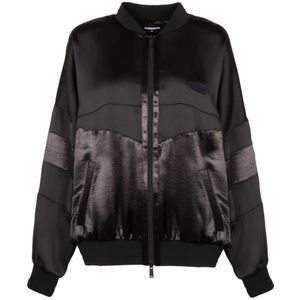 Dsquared2, Dames, Jassen, Zwart, Maat: XS Polyamide,