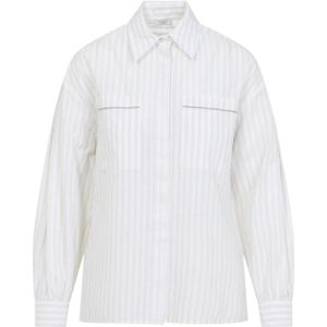 Peserico, Dames, Blouses & Shirts, Wit, Maat: XS Katoen,