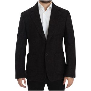 Dolce & Gabbana - Bordeaux Alpaca Twee-Knoop Blazer Jas - Heren - Zwart - Nylon