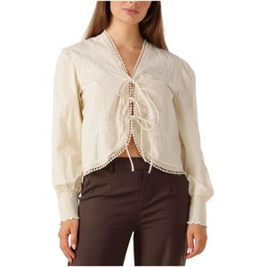 Y.a.s - Yastrine LS TOP - Crème Katoenen Longsleeve Top - Dames
