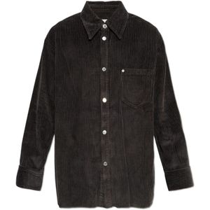 Ami Paris, Heren, Overhemden, Grijs, Maat: 2XS Corduroy,