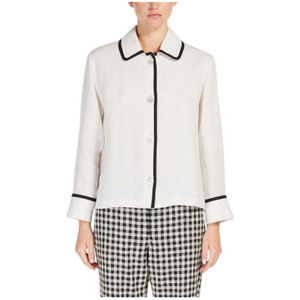 Max Mara Studio, Dames, Blouses & Shirts, Wit, Maat: XS Linnen,