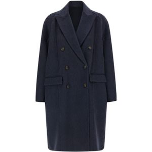 Brunello Cucinelli, Dames, Mantels, Blauw, Maat: XS Kasjmier,