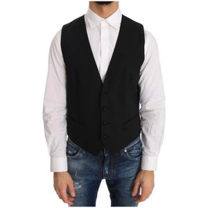 Dolce & Gabbana - Kostuum - Zwart - Heren - Wol - Elegante Zwarte Formele Vest