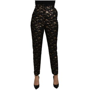 Dolce & Gabbana, Dames, Broeken, Zwart, Maat: XS Brokaat,