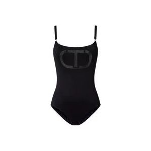 Twinset Zwart zeekleding met Oval T grafisch , Black , Dames , Maat: M