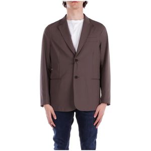 Emporio Armani - Enkelrijige Jas - Bruin - Stretch Nylon