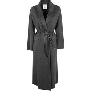 Semicouture, Dames, Mantels, Grijs, Maat: S Leer,