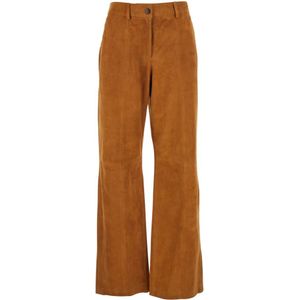 Tela, Dames, Broeken, Beige, Maat: S Suède,