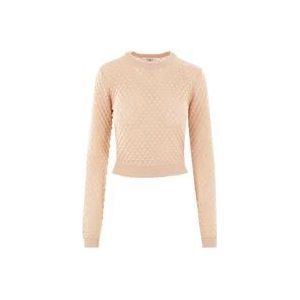 Chloé Nude Pointelle Cropped Sweater , Pink , Dames , Maat: M