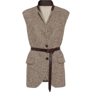 Brunello Cucinelli, Dames, Jassen, Beige, Maat: L Zijde,